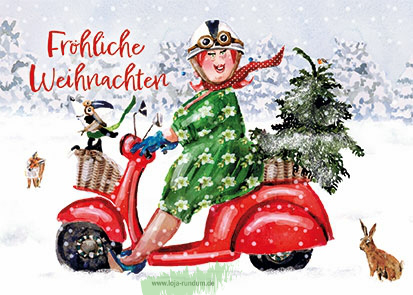 Fröhliche Weihnachten (Frau auf Motorroller) – Edition Gollong