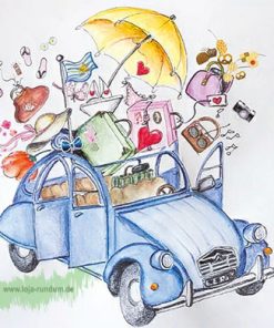 2CV mit Reiseaccessoires – Edition Gollong