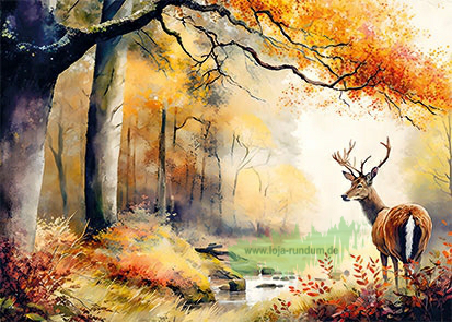 Hirsch im Herbstwald – Edition Gollong