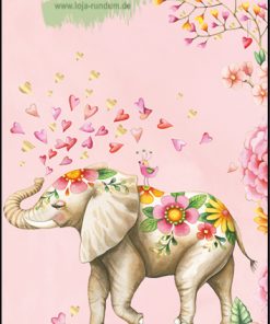 Elefant mit Blumen (A6 Heft) – Edition Gollong
