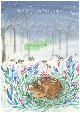 Friedliche Weihnachten (schlafendes Reh) – Taurus Kunstkarten