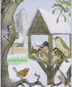 Vögel am winterlichen Futterhaus Nr.331 – Taurus Kunstkarten