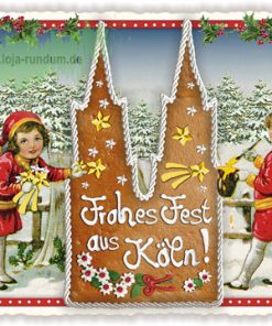 STÄDTE-POSTKARTE, FROHES FEST AUS KÖLN (QUER)- Edition Tausendschön PK394