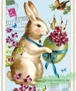 HASE MIT BLUMEN (O.T.) „OSTERN“ (HOCH)- Edition Tausendschön PK990