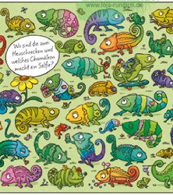 Wo sind die zwei Heuschrecken und welches Chamäleon macht ein Selfie?- TAURUS Kunstkarten