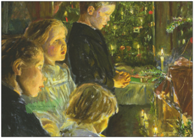 Kinder beim Weihnachtsbaum – Taurus Kunstkarten